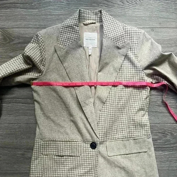 Avec Les Filles Tan Mixed Pattern Cotton Linen Blend Blazer Size S - Picture 6 of 6